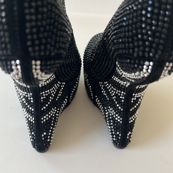 New Lady couture, platforms, black crystals & white zebra stripes size 9 - Picture 2 of 11